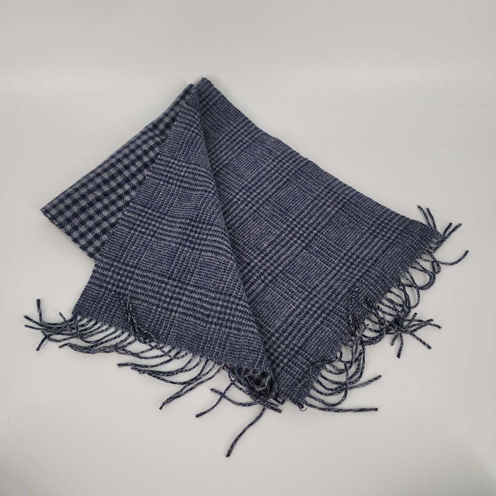 J. Crew 100% Cashmere Blue Double Sided Scarf with Fringe - Picture 2 of 7